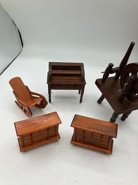 Wooden Miniature Home Decor Set - Brown Mini Furniture Collection